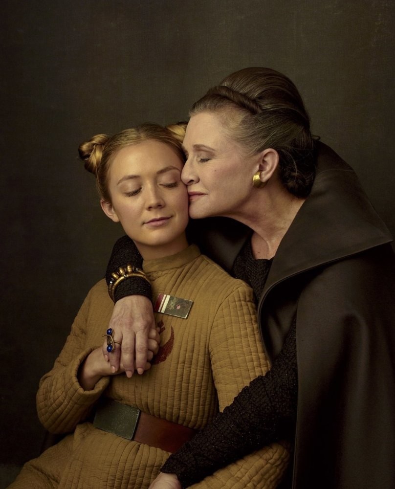 Carrie Fisher and Billie Lourd in ,Star Wars: The Last Jedi.,