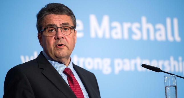 Sigmar Gabriel gives a speech at the Finding Common Ground: Confronting Challenges and Setting Priorities for Europe and the United States conference at the foreign ministry in Berlin on May 16, 2017. (AFP Photo)