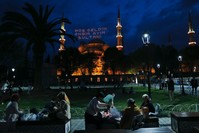 People gather together at Sultanahmet Square, Istanbul after iftar. Home to the Blue Mosque, Hagia Sophia and the Topkapu0131 Palace, Sultanahmet is one of the most frequently visited places during Ramadan.