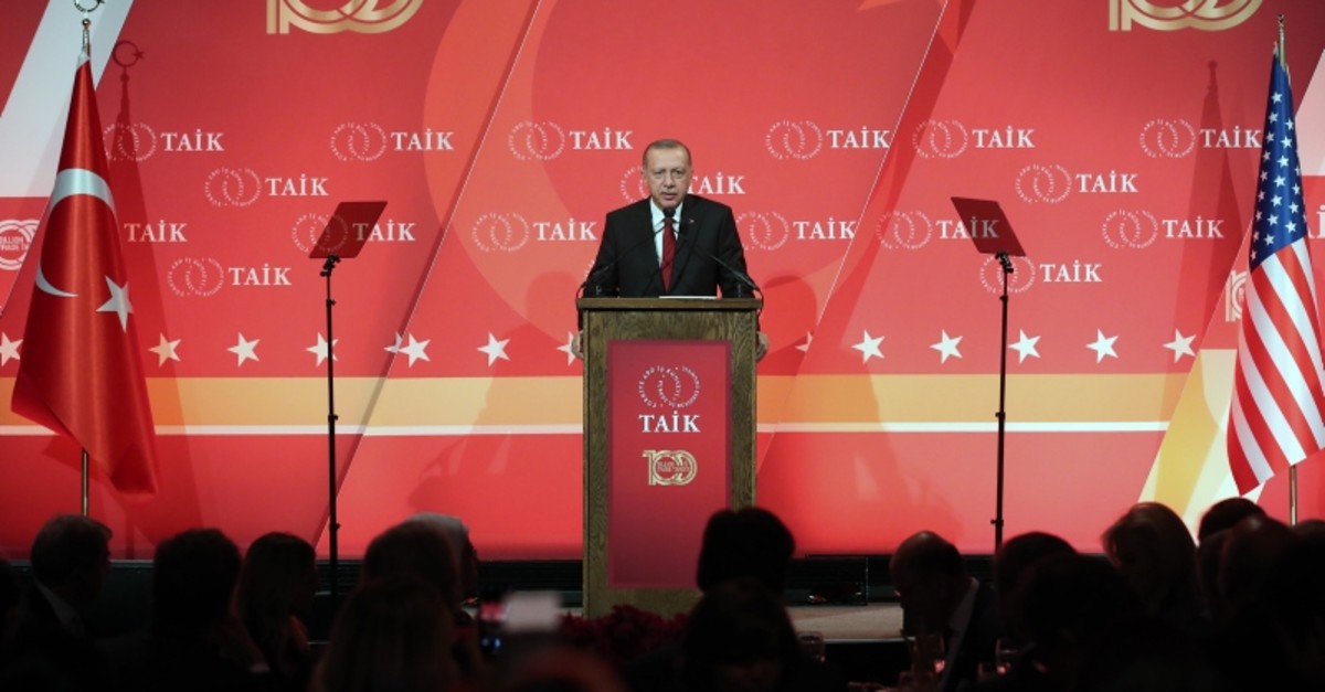 Erdou011fan speaks at the 10th Turkey Investment Conference organized by the Turkey-U.S. Business Council (TAu0130K). (AA Photo)