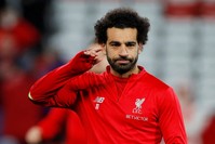  Liverpool&#039;s Mohamed Salah during the warm up before the match. (REUTERS Photo)