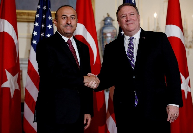 U.S. Secretary of State Mike Pompeo shakes hands with Turkish Foreign Minister Mevlut Cavusoglu at the State Department in Washington, U.S., June 4, 2018. (REUTERS Photo)