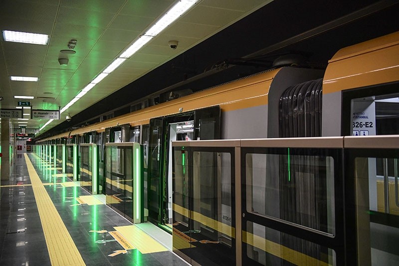 An automated metro train is parked at the u00dcsku00fcdar metro station, ahead of the inauguration ceremony of Turkey's first automated urban metro line on the Asian side of Istanbul, on Dec. 15, 2017 in Istanbul. (AFP Photo)