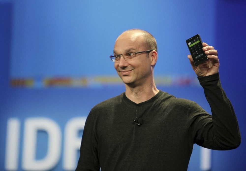 In this Nov. 1, 2014 file photo, then-Google executive behind the leading mobile device software Android, Andy Rubin, is seen in a presentation.