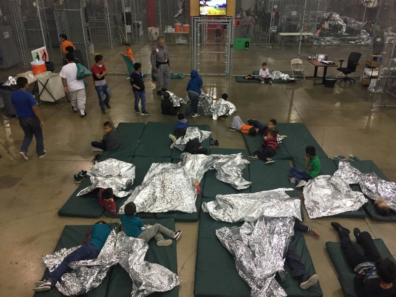 A view of inside U.S. Customs and Border Protection (CBP) detention facility shows children at Rio Grande Valley Centralized Processing Center in Rio Grande City, Texas, U.S., June 17, 2018. (Reuters Photo)