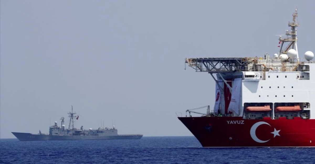 Drilling vessel Yavuz is escorted by Turkish navy frigate TCG Gemlik (F-492) in the Eastern Mediterranean off Cyprus, Aug. 6, 2019. (File Photo)