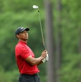 Tiger Woods of the U.S. in action on the 12th hole during final round play. 