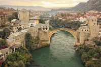 A general view of Stari Most, the 16th-century Ottoman bridge in the Bosnian city of Mostar.