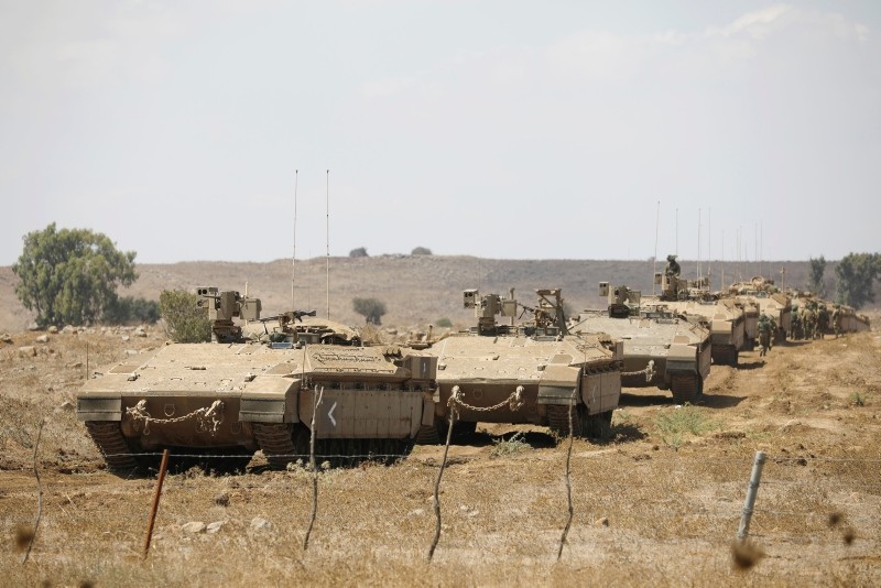 Israeli armored vehicles take part in an army drill in the Israeli-occupied Golan Heights, Aug. 7, 2018. (Reuters Photo)