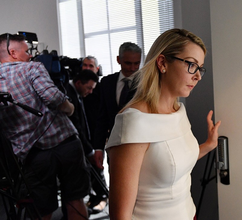 Nick Xenophon Team (NXT) Senator Skye Kakoschke-Moore leaves after announcing her resignation at a NEWs conference at her office in Adelaide, November 22, 2017. (Reuters Photo)