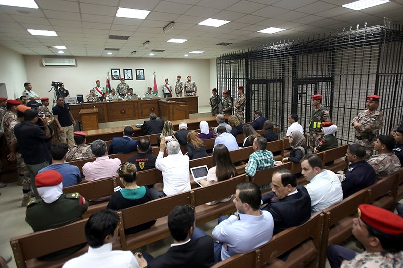 Jordanian judges reside over the trial of Maarik Al-Tawaiha (AFP Photo)