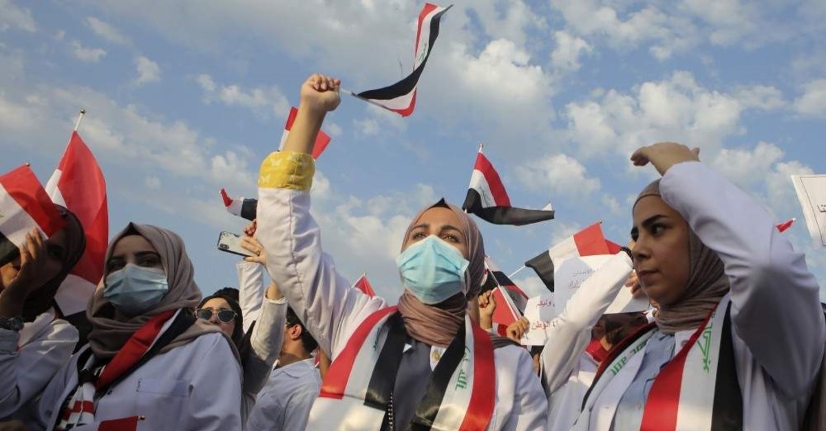 Students take part in an anti-government protest in Basra, Iraq, Wednesday, Oct. 30, 2019. (AP Photo)
