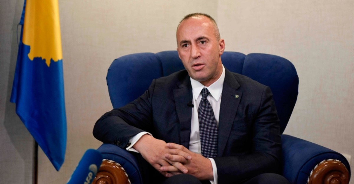 In this file photo taken on January 25, 2019 Kosovo Prime Minister Ramush Haradinaj speaks during an interview with the AFP, in Pristina. - Kosovo PM resigns after being called to war crimes court, AFP learnt on July 19, 2019. (AFP Photo)