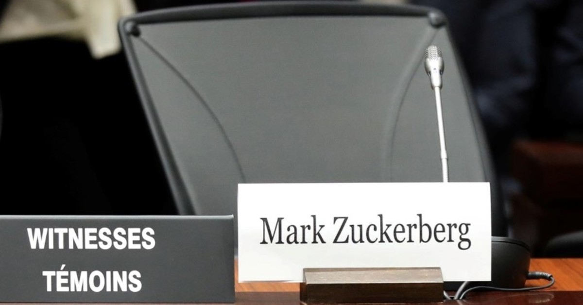 An empty chair and nameplate are pictured after Facebook CEO Mark Zuckerberg failed to appear at the International Grand Committee on Big Data, Privacy and Democracy meeting on Parliament Hill in Ottawa, Ontario, Canada, May 28, 2019. (Reuters Photo)