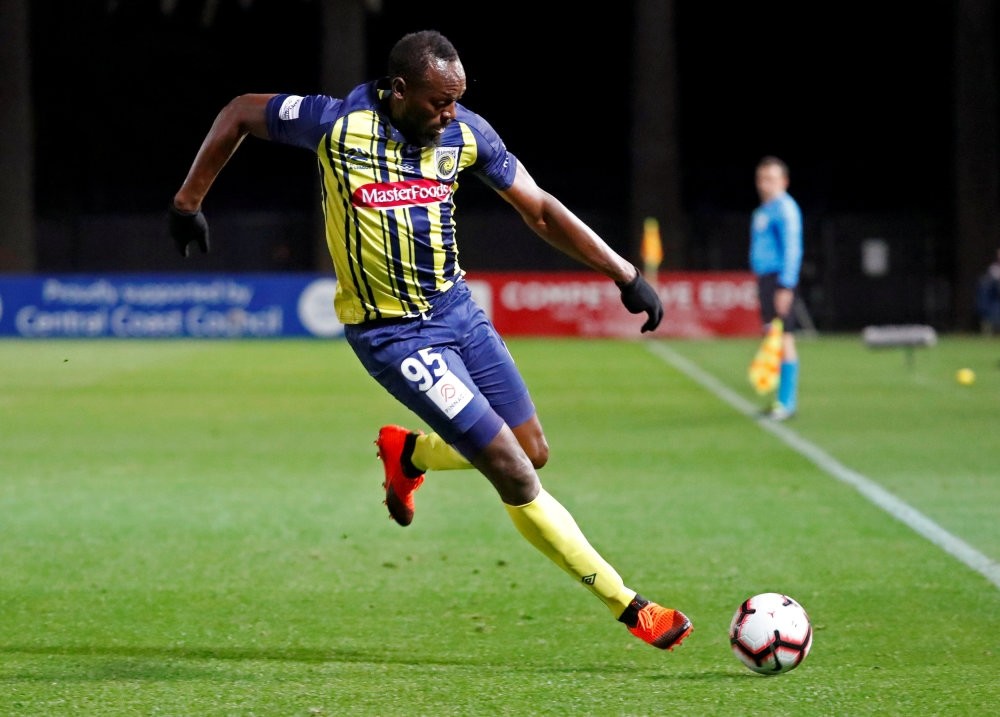 Central Coast Mariners' Usain Bolt in action.