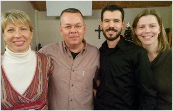 From left to right: Norine Brunson (Brunsonu2019s wife), Andrew Brunson, Mohammad Ahmad and his wife Loes Truffle.