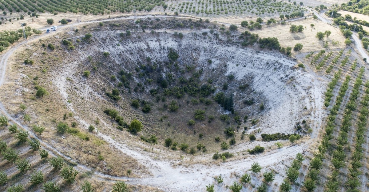 The massive crater resembles a sinkhole, a common sight in central Turkey.