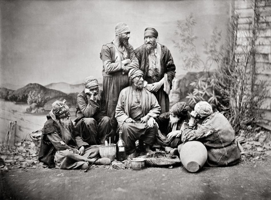 Ottoman Jews posing for the camera in 19th century Istanbul.