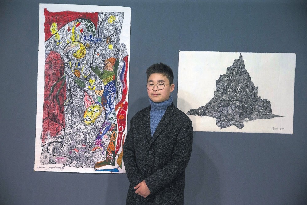 The 60 works of u0130nhu Lee came together with art lovers at the exhibition titled u201cLittle Genius Artistu201d in cooperation with the Korean Embassy and CerModern. 