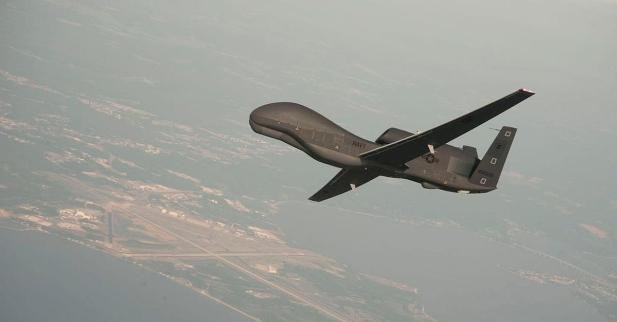 A RQ-4 Global Hawk drone is conducting tests over Naval Air Station Patuxent River, Maryland, U.S. in this undated U.S. Navy photo. (Reuters Photo)