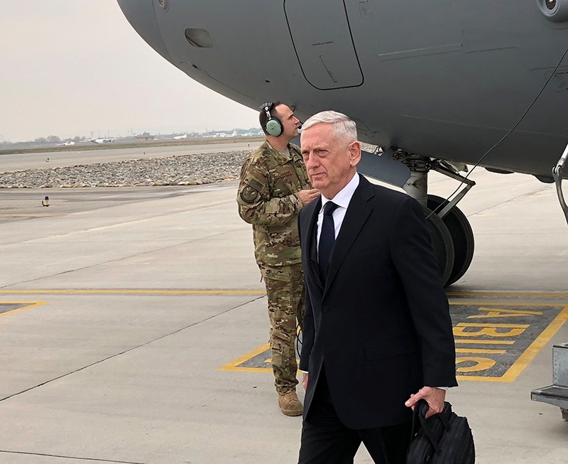 U.S. Defense Secretary Jim Mattis lands in Kabul on March 13, 2018, on an unannounced trip to Afghanistan. (Reuters Photo)