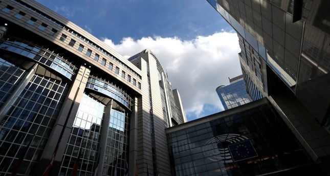 View of the European Parliament headquarters in Brussels, Belgium.