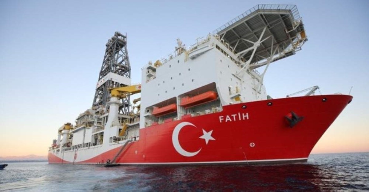 Turkey sent its drilling vessel Fatih toward its EEZ west of the island of Cyprus in 2019. (AA File Photo)