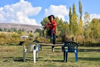 All Derya Kunur needs for training is a few chairs and some sticks. (DHA Photo)