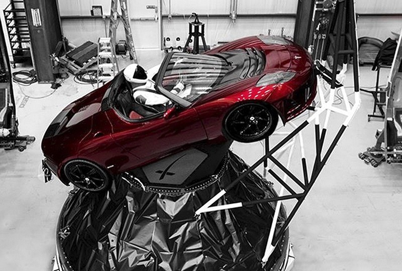 A mannequin Starman sits at the wheel of a Tesla Roadster in this photo posted on the Instagram account of Elon Musk, head of auto company Tesla and founder of the private space company SpaceX (AP Photo)
