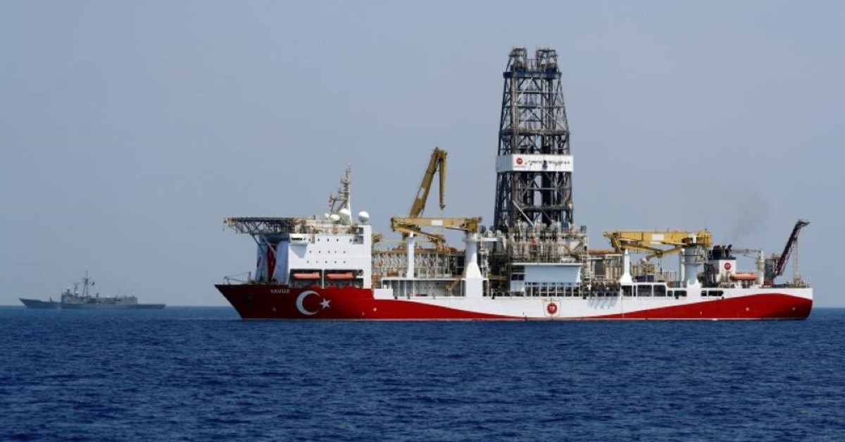 Turkish drilling vessel Yavuz is escorted by Turkish Navy frigate TCG Gemlik (F-492) in the eastern Mediterranean Sea off Cyprus, August 6, 2019. (Reuters Photo)