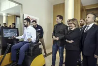 Trade Minister Ruhsar Pekcan, second from right, atteded the meeting of ,2018 Digital Game Exports,, and examined the game booths of Turkish developers, Istanbul, Jan. 18, 2019.