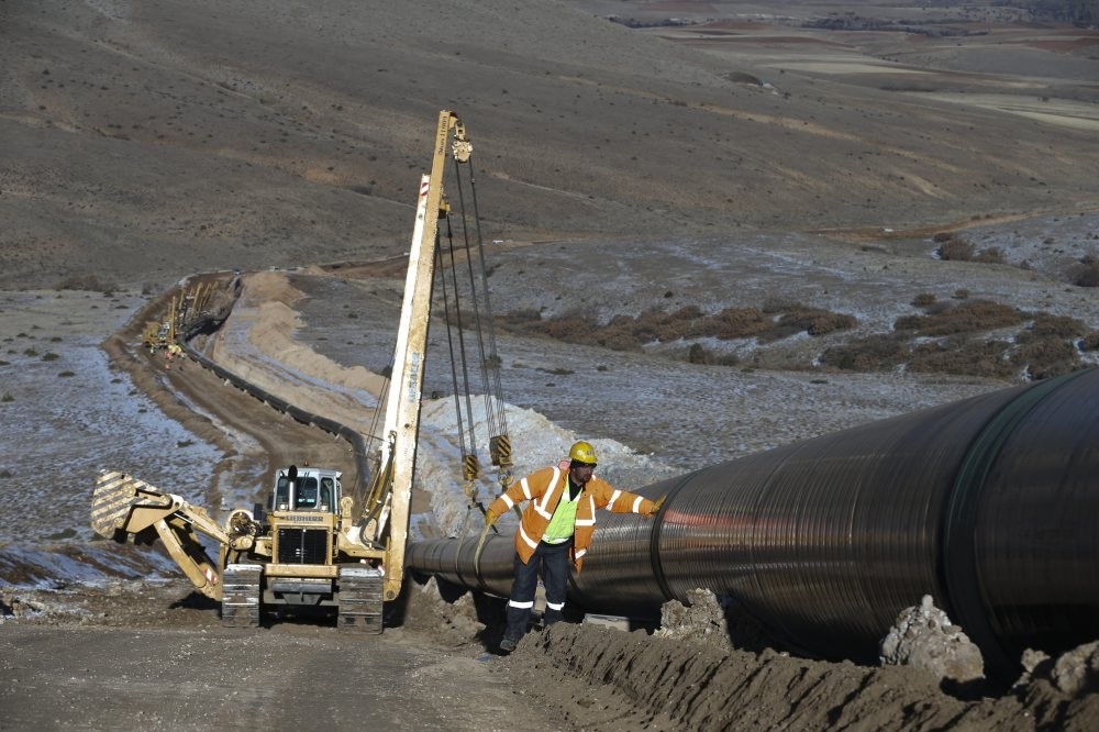 A worker on the construction site of the TANAP in the Polatlu0131 Camp and near Sakarya River.