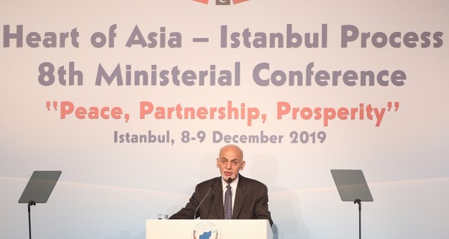 الرئيس الأفغاني أشرف غني خلال مشاركته في مؤتمر إسطنبول قلب آسيا المنعقد في مدينة إسطنبول الأناضول