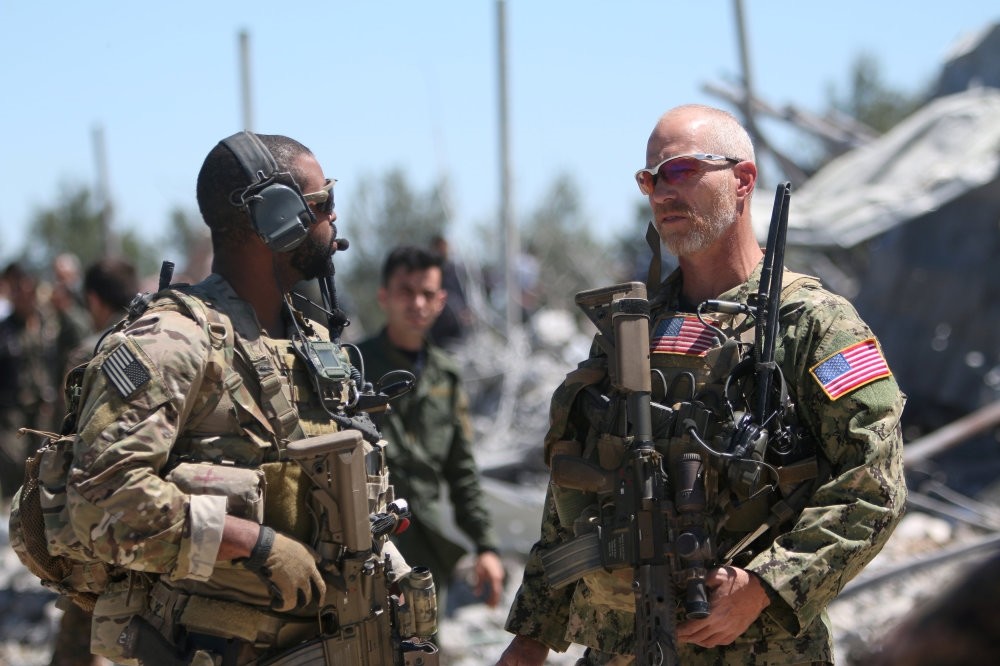 U.S. forces seen at the YPG headquarters on Mount Karachok near Malikiya, Syria, April 25, 2017.