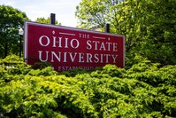 This May 8, 2019 photo shows a sign for Ohio State University in Columbus, Ohio. (AP Photo)