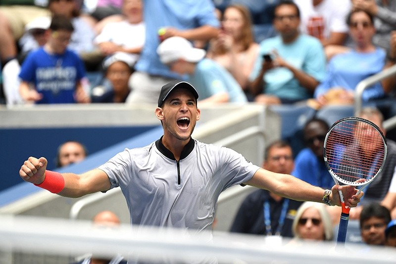 Dominic Thiem of Austria celebrates his win over Kevin Anderson of South Africa (not pictured) in a fourth round match on day seven of the 2018 U.S. Open tennis tournament on Aug. 2, 2018. (Reuters Photo)