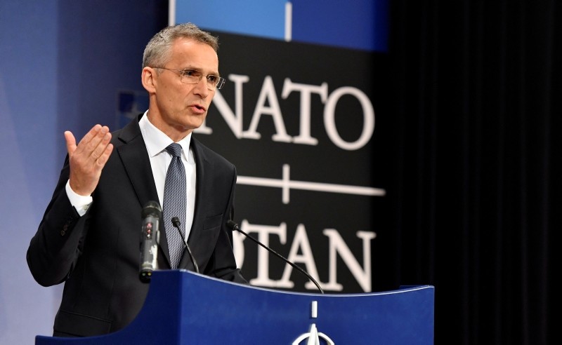 NATO Secretary General Jens Stoltenberg speaks during a media conference at NATO headquarters in Brussels on Thursday, April 26, 2018. (AP Photo)