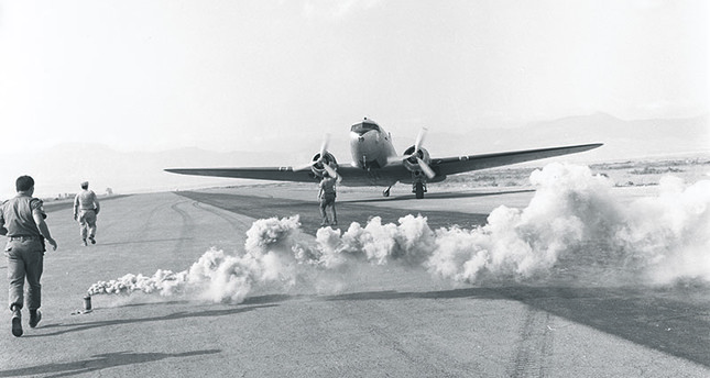 A Turkish plane prepares to take off to northern Cyprus as part of a military offensive launched by the Turkish Armed Forces to provide security for the people of the island, July 1974. (AA Photo)