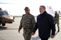 Defense Minister Hulusi Akar went to border province of Hatay, Feb.3,2020. (AA PHOTO)