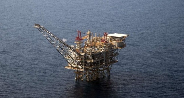 An aerial view of the Tamar gas-drill platform in the Mediterranean Sea off the coast of Israel. AFP Photo
