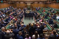 A video grab from footage broadcast by the UK Parliament's Parliamentary Recording Unit (PRU) shows tellers announcing the result of a vote on the European Union (Withdrawal Agreement) Bill, in the House of Commons in London on Jan. 9, 2020. (AFP Photo)