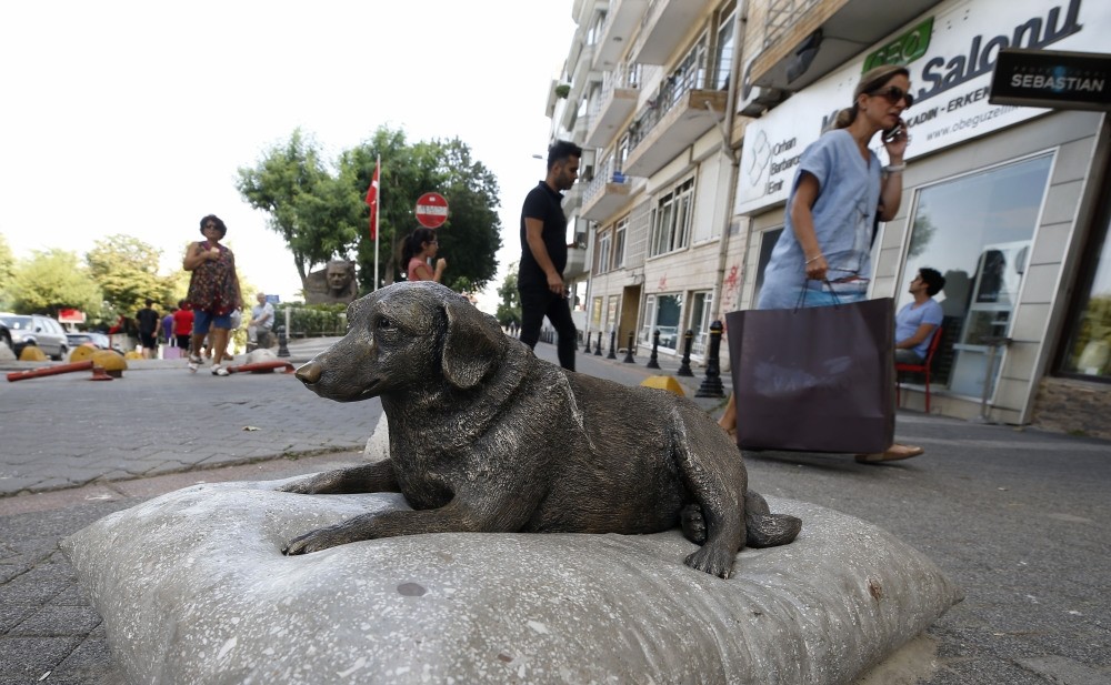 The statue of Taru00e7u0131n, a street dog who once wandered the streets of Moda.