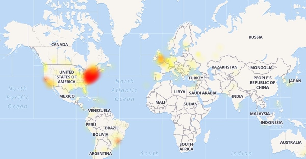 Screenshot from downdetector.com shows Youtube outages around the world on June 3, 2019.
