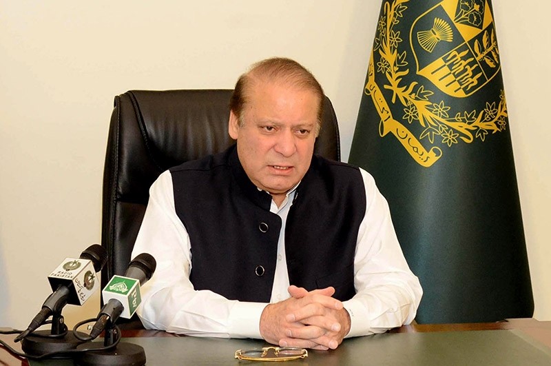 In this picture released by the Pakistan Press Information Department (PID) on July 23, 2015, Pakistani Prime Minister Nawaz Sharif speaks in a nationwide televised address in Islamabad (AFP Photo)