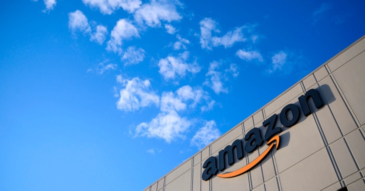 This file photo taken on February 5, 2019 shows the Amazon logo at the 855,000-square-foot Amazon fulfillment center in Staten Island, one of the five boroughs of New York City. (AFP Photo)