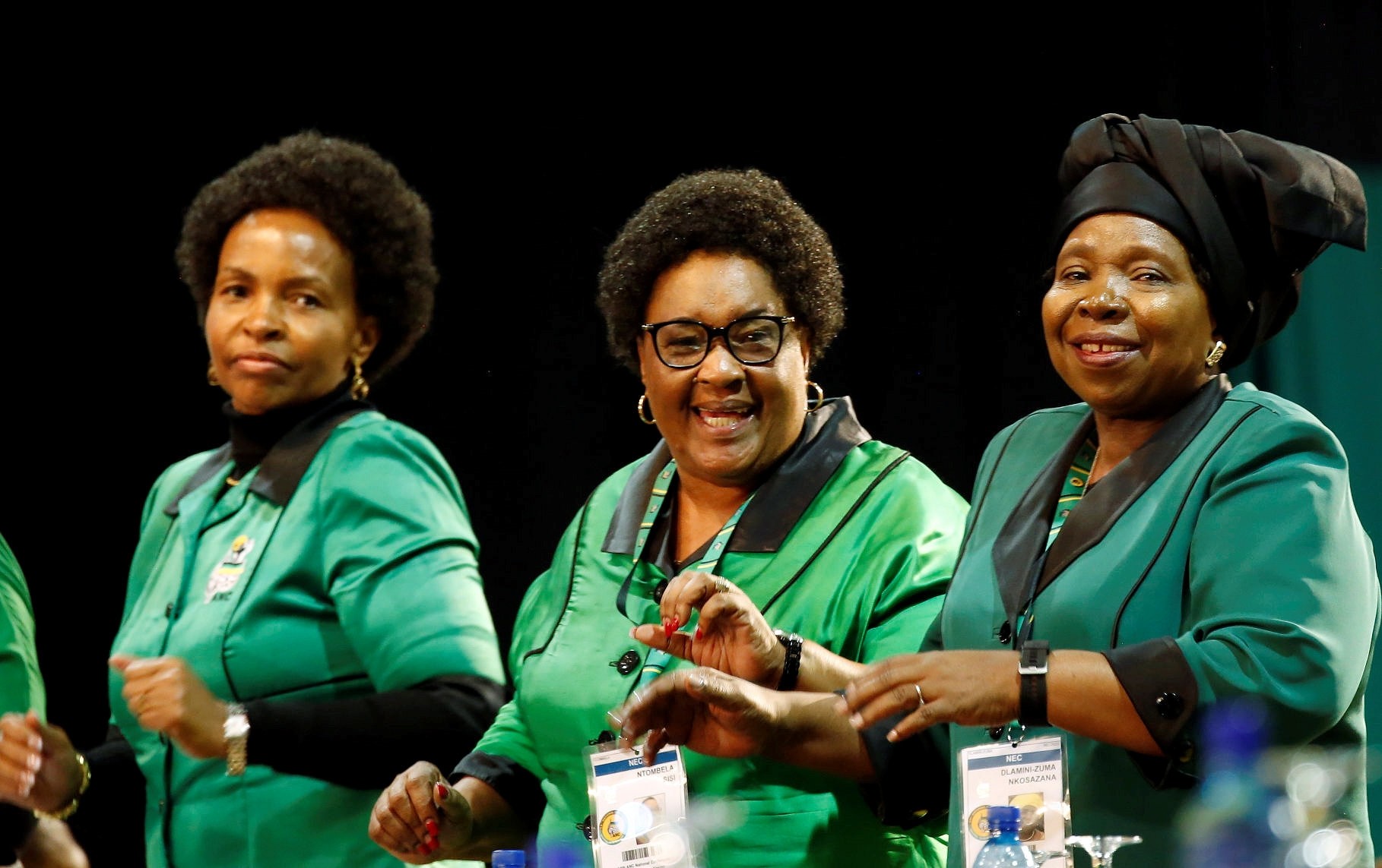 Nkosazana Dlamini-Zuma (R), former minister and chairwoman of the African Union Commission, attends the 54th National Conference of the ruling African National Congress (ANC) at the Nasrec Expo Centre in Johannesburg, South Africa December 16, 2017. 