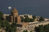 The 10th century Armenian Church of the Holy Cross is located on Akdamar Island in Van. 