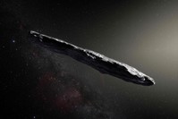 This handout photo released by the European Southern Observatory on November 20, 2017 shows an artist's impression of the first interstellar asteroid: Oumuamua. (AFP Photo)
