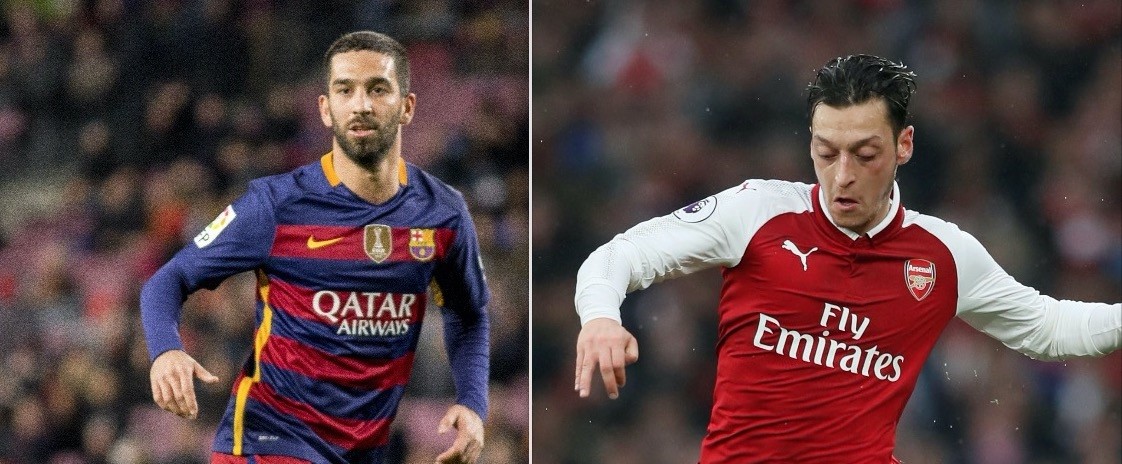 Arda Turan (L) made his professional debut for Galatasaray in 2004, and played for the Lions for seven years. Barcelona is considering a January move for Mesut u00d6zil (R).