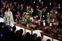 A model displays an outfit from Mehtap Elaidiu2019s 2018 Spring collection.